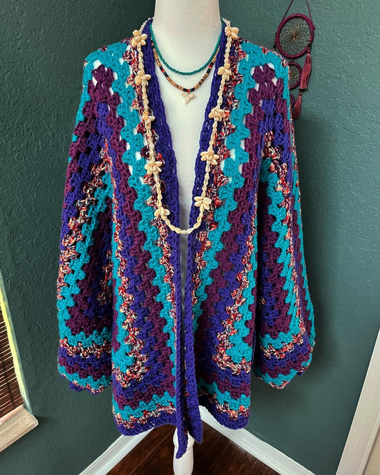 Oversized Cardigan - Abstract Purple